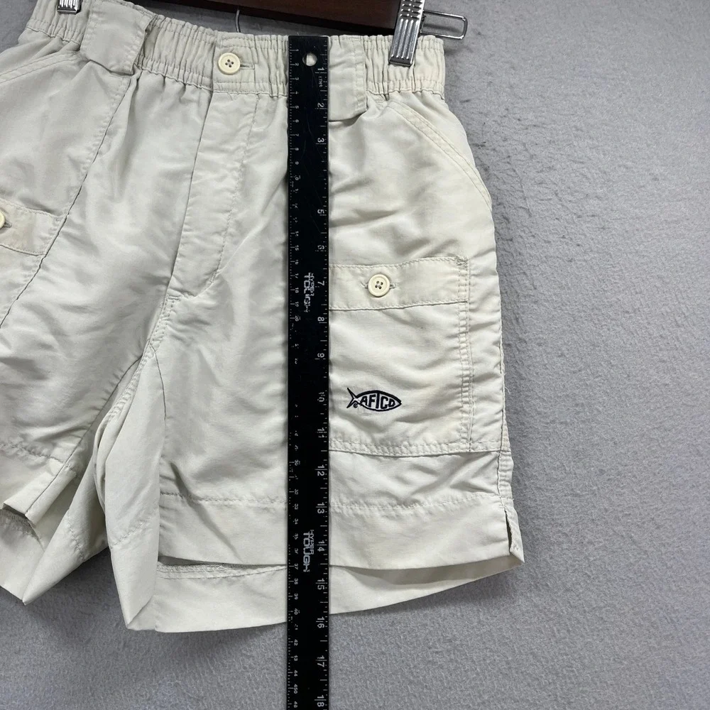 AFTCO Fishing Shorts Boys 28 Tan Nylon Cargo Utility Outdoor Gorpcore Angler